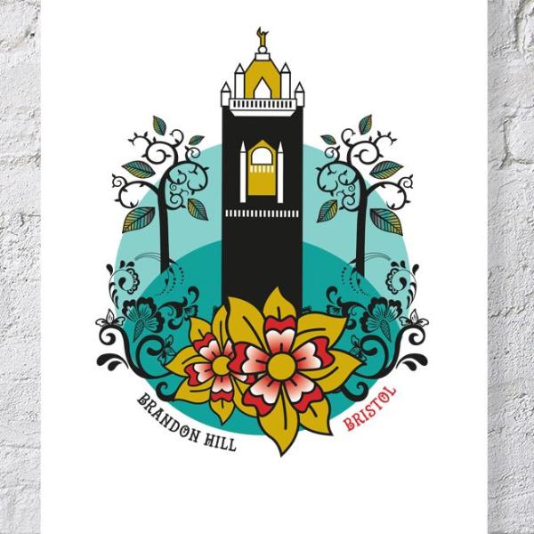 Bristol Brandon Hill Cabot Tower Print, A4 or A2 Print by Susan Taylor | The Bristol Shop