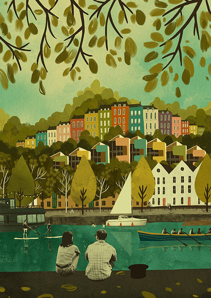 Bristol Harbour Rainbow Houses Hotwells Art Print