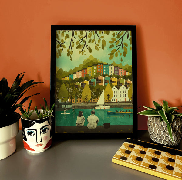 Bristol Harbour Rainbow Houses Hotwells Art Print