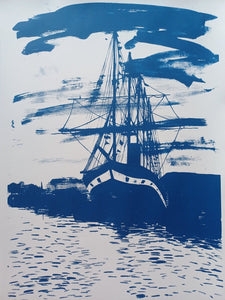 I Do Love a Steam Ship - Hand Pulled Screen Print by Amy Hutchings