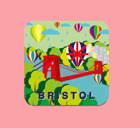 Clifton Suspension Bridge and Balloons in Summer Coaster by Adriana Barrios