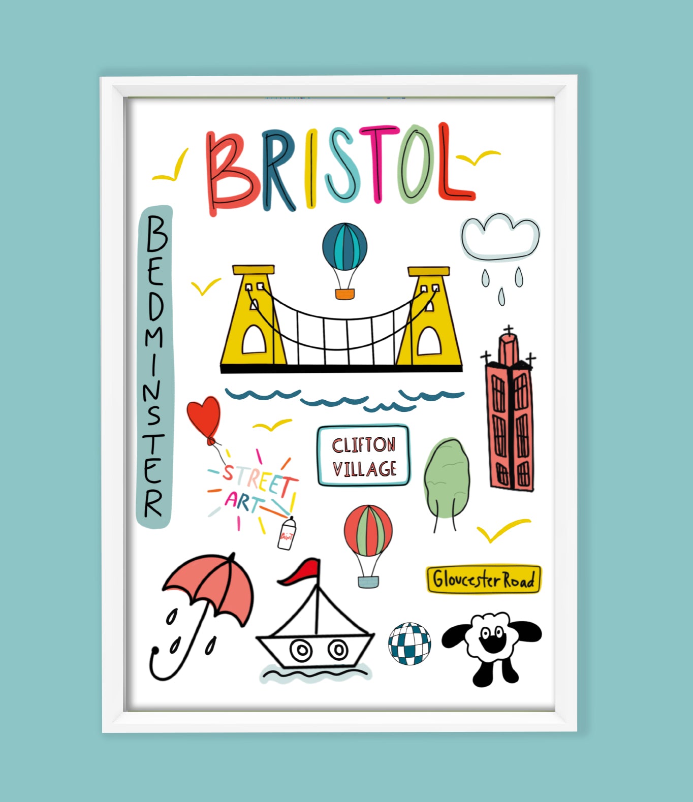 Bristol City A4 or A3 Poster by Adriana Barrios