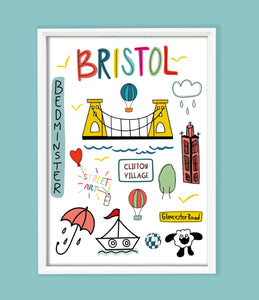 Bristol City A4 or A3 Poster by Adriana Barrios