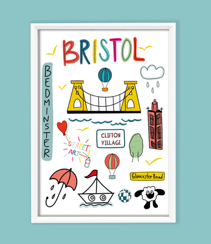 Bristol City A4 or A3 Poster by Adriana Barrios