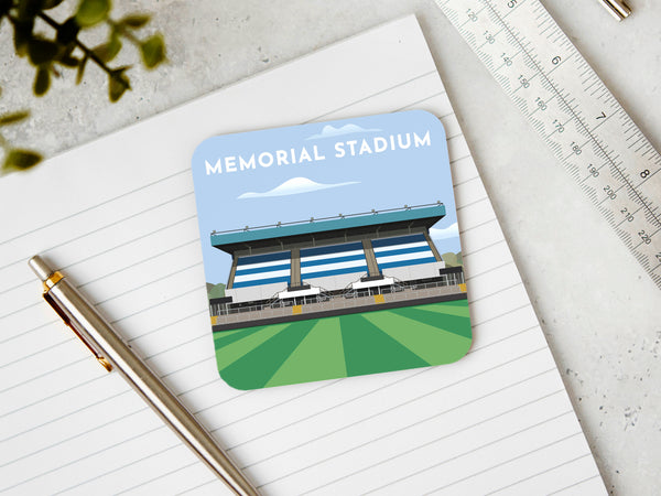 Bristol Rovers mug featuring an illustration of the Memorial Stadium