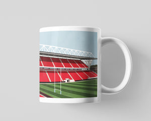 Bristol Bears mug featuring an illustration Ashton Gate