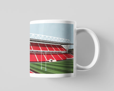 Bristol Bears mug featuring an illustration Ashton Gate