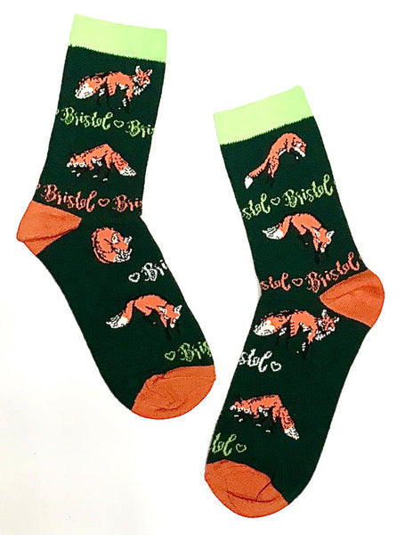 Bristol socks with fox illustration