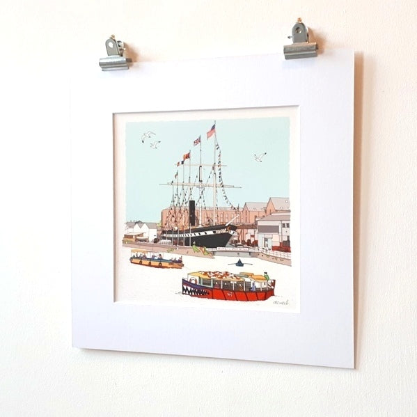 Bristol SS Great Britain & Harbour Mounted Print