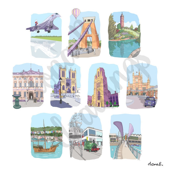 Bristol Sketches Mounted Print