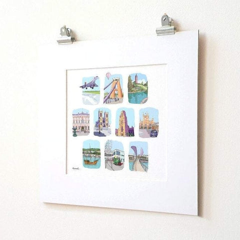 Bristol Sketches Mounted Print