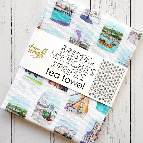 Bristol Tea Towel - Sketches Stripe