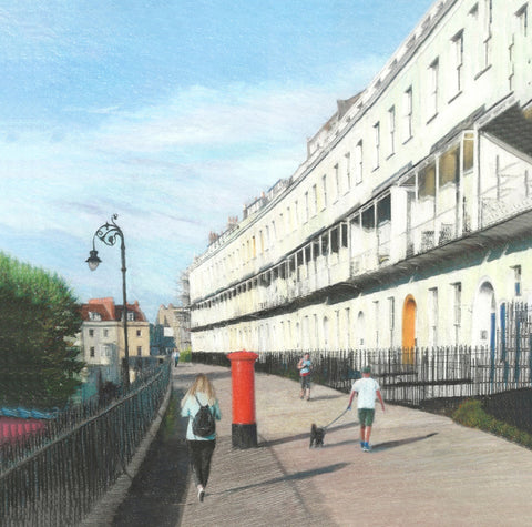 Royal York Crescent Bristol, pastel drawing art print